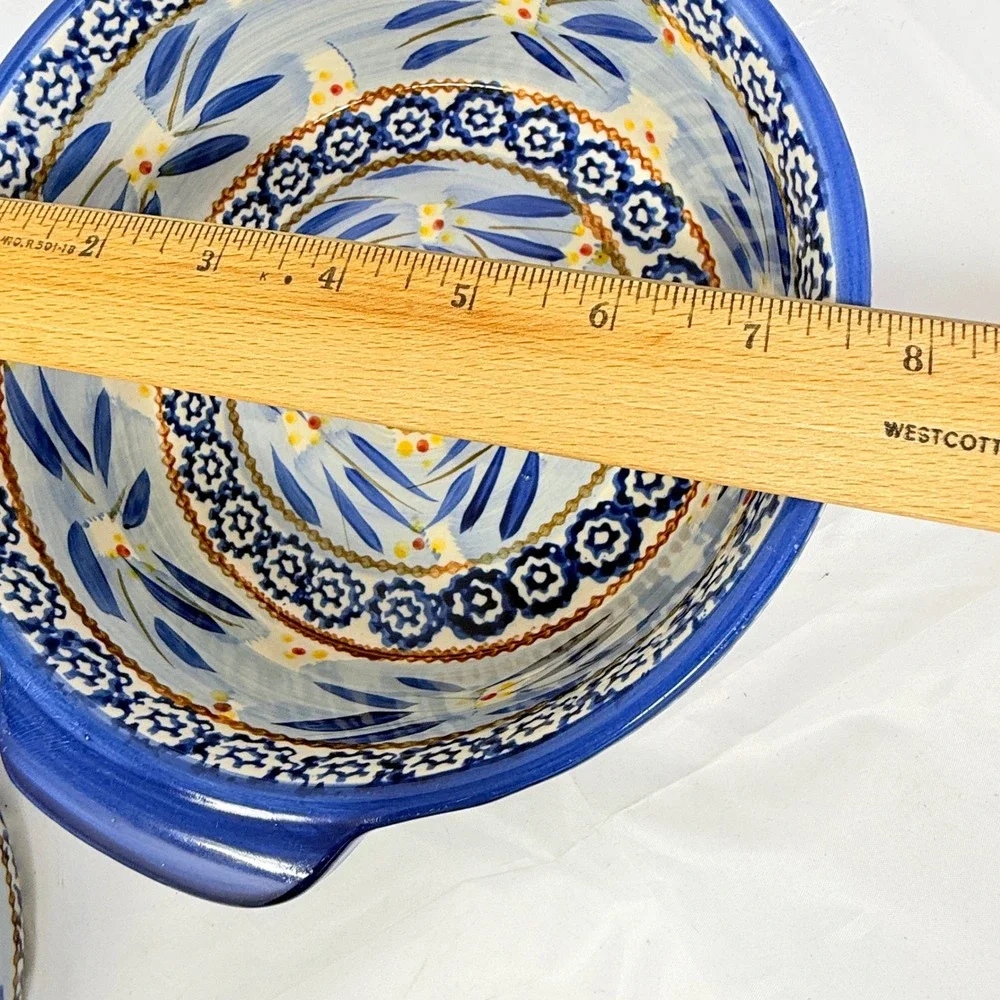 Temp-tations Old World Blue Ceramic Round Nesting  Set 3pc 2/1.5/1.0 qt